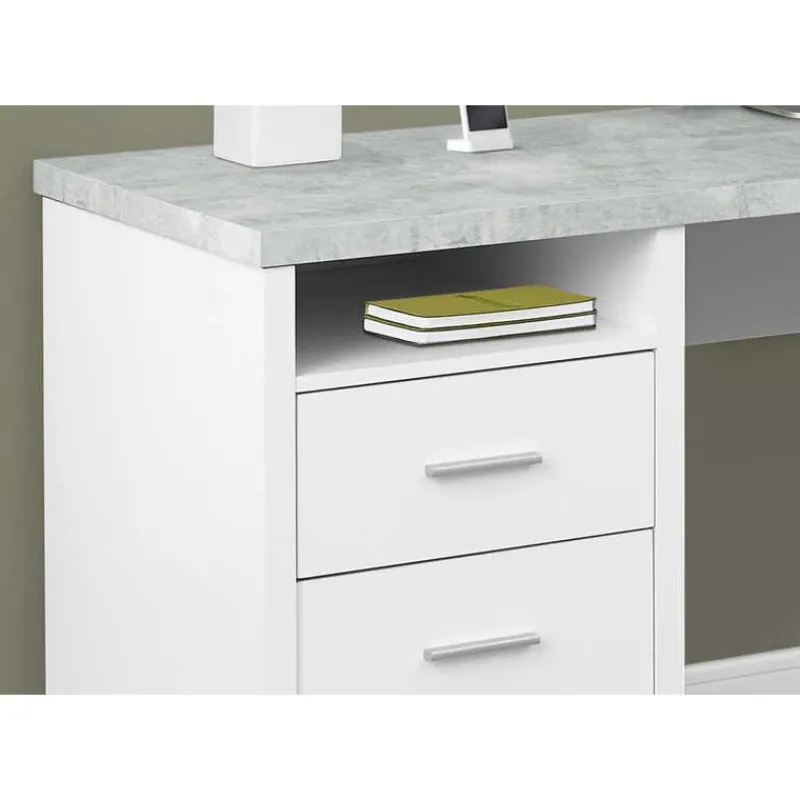 Monarch Computer desk - 80"l / cement-look left/right face -