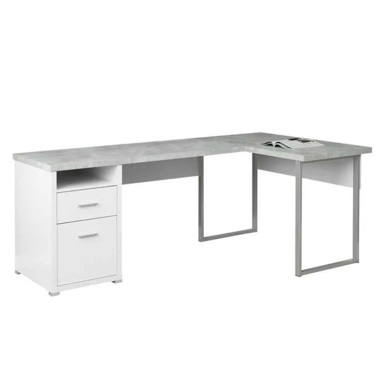 Monarch Computer desk - 80"l / cement-look left/right face -