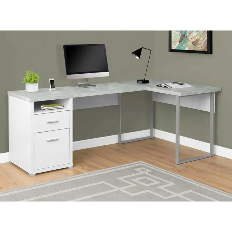 Monarch Computer desk - 80"l / cement-look left/right face -
