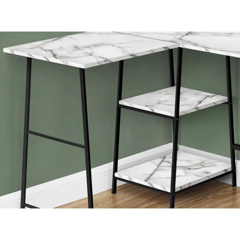 Monarch Computer desk - l-shaped / corner / 2 open shelves / sawhorse style - 47l x 4 -