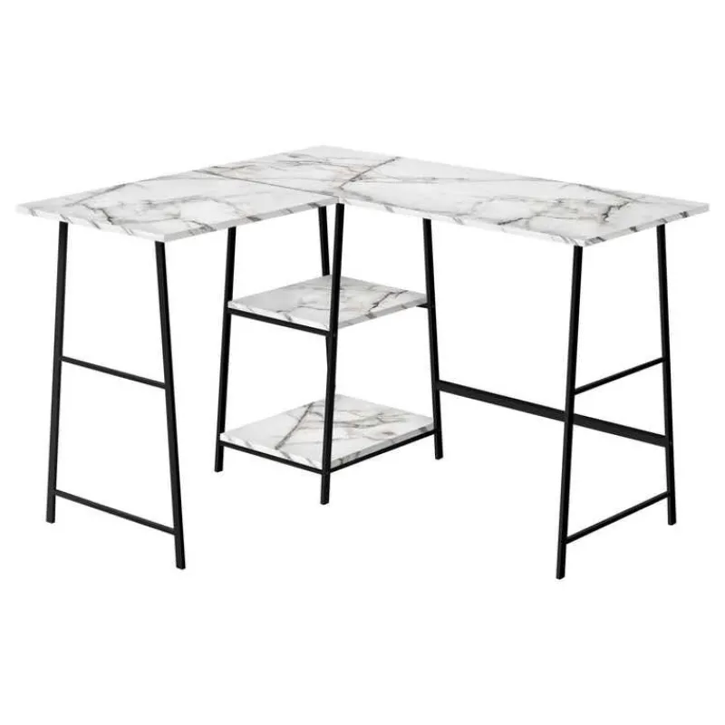 Monarch Computer desk - l-shaped / corner / 2 open shelves / sawhorse style - 47l x 4 -