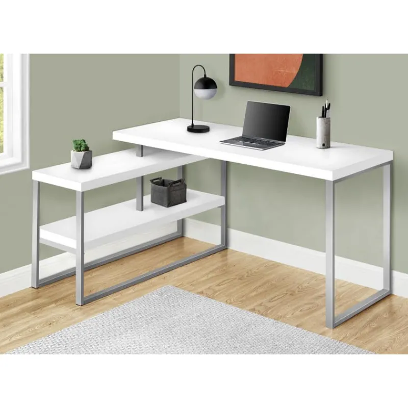 Monarch Computer desk - l-shaped / corner / 2 open shelves / 60"l x 47"w - / si -
