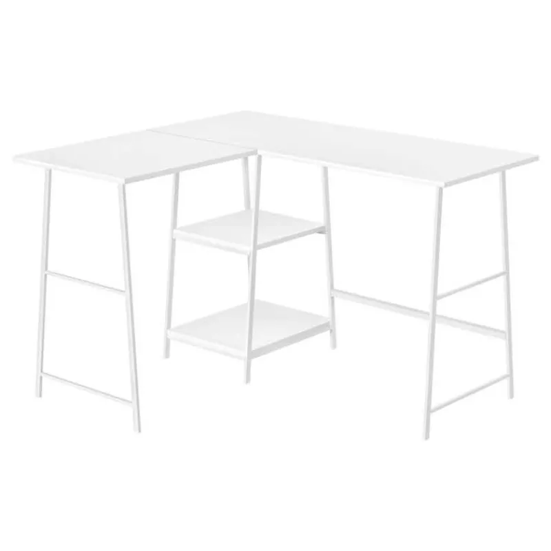 Monarch Computer desk - l-shaped / corner / 2 open shelves / sawhorse style - 47l x 4 -