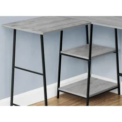 Monarch Computer desk - l-shaped / corner / 2 open shelves / sawhorse style - 47l x 4 -