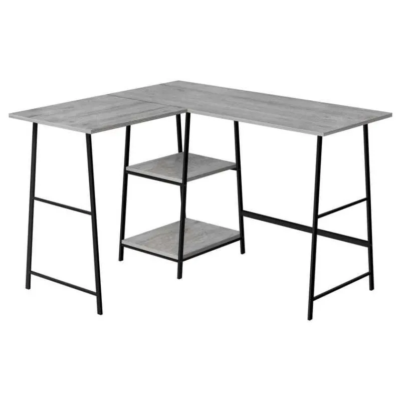 Monarch Computer desk - l-shaped / corner / 2 open shelves / sawhorse style - 47l x 4 -