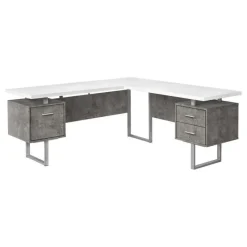 Monarch Computer desk - l-shaped / corner / 3 drawers / metal legs / reversible - 71