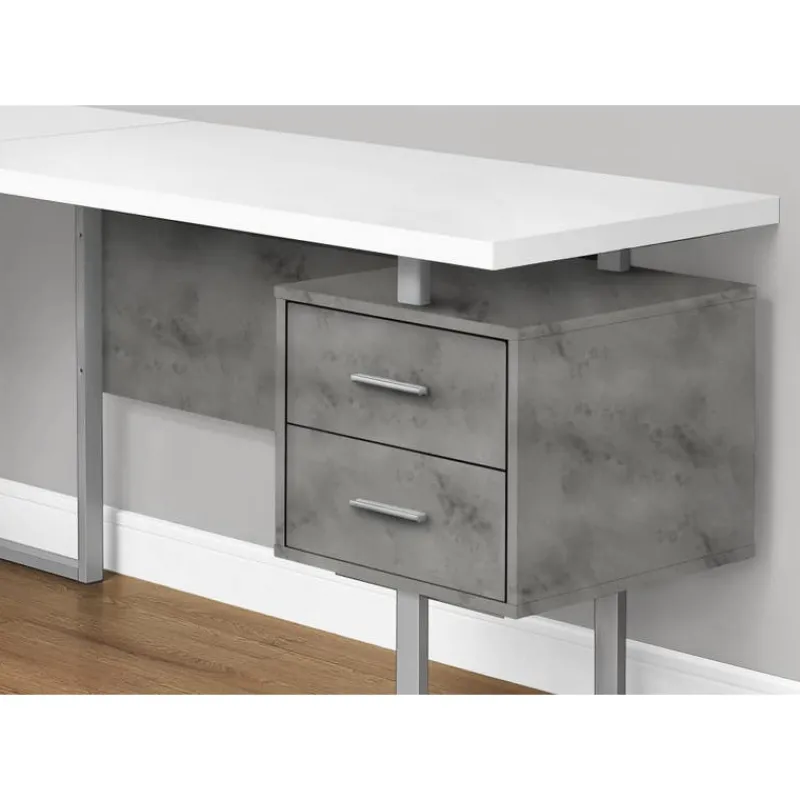 Monarch Computer desk - l-shaped / corner / 3 drawers / metal legs / reversible - 71" -