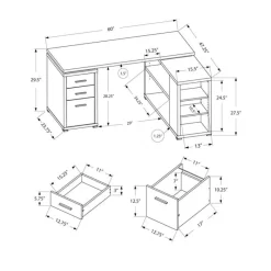 Monarch Computer desk - l-shaped / corner / 3 drawers / 2 open shelves / 3 cubbies - -