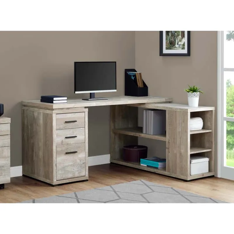 Monarch Computer desk - l-shaped / corner / 3 drawers / 2 open shelves / 3 cubbies - -