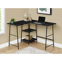 Monarch Computer desk - l-shaped / corner / 2 open shelves / sawhorse style - 47l x 4 -