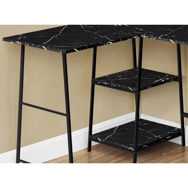 Monarch Computer desk - l-shaped / corner / 2 open shelves / sawhorse style - 47l x 4 -