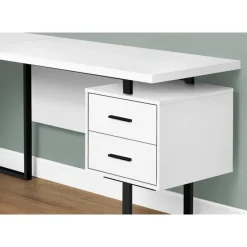 Monarch Computer desk - l-shaped / corner / 3 drawers / metal legs / reversible - 71" -