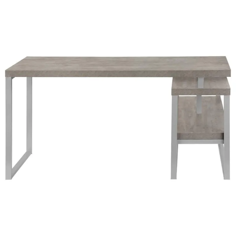 Monarch Computer desk - l-shaped / corner / 2 open shelves / 60"l x 47"w - concr -