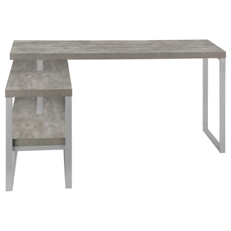 Monarch Computer desk - l-shaped / corner / 2 open shelves / 60"l x 47"w - concr -