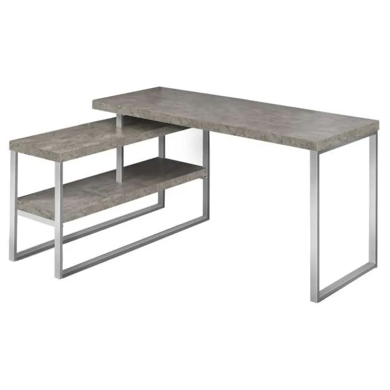 Monarch Computer desk - l-shaped / corner / 2 open shelves / 60"l x 47"w - concr -