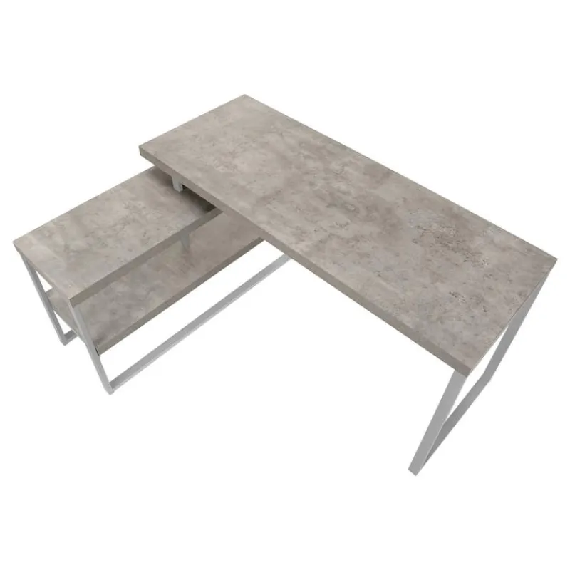 Monarch Computer desk - l-shaped / corner / 2 open shelves / 60"l x 47"w - concr -
