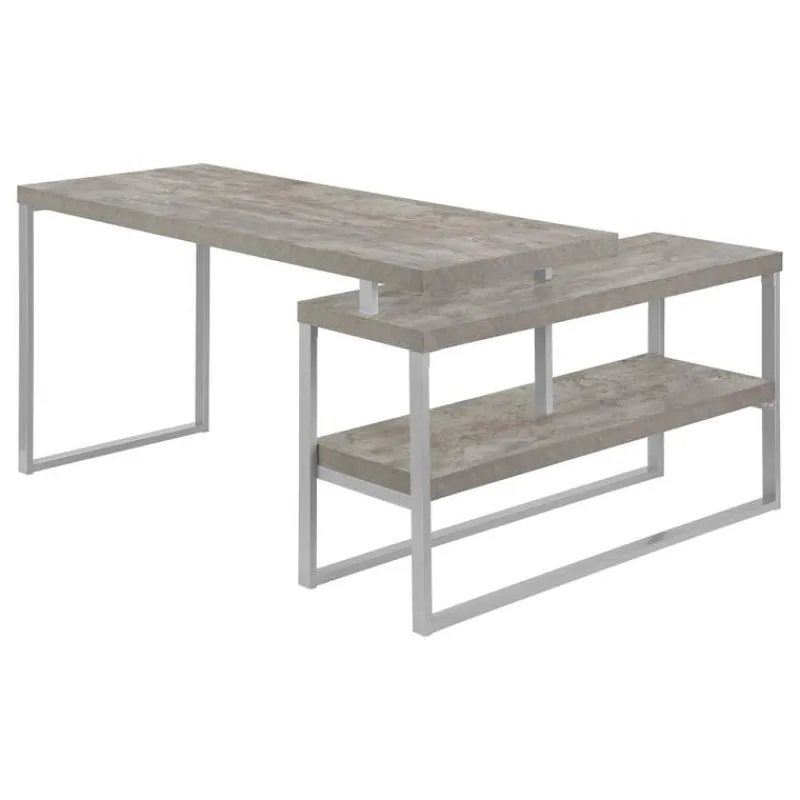Monarch Computer desk - l-shaped / corner / 2 open shelves / 60"l x 47"w - concr -