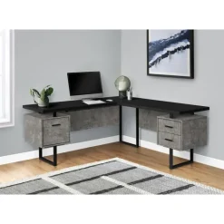 Monarch Computer desk - l-shaped / corner / 3 drawers / metal legs / reversible - 71" -