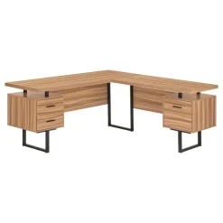 Monarch Computer desk - l-shaped / corner / 3 drawers / metal legs / reversible - 71" -