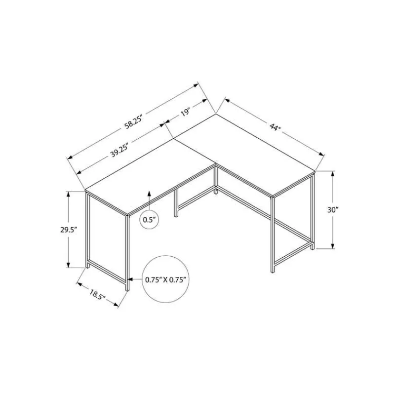 Monarch Computer desk - l-shaped / corner / metal base - 58"l x 44"w - wood-l -