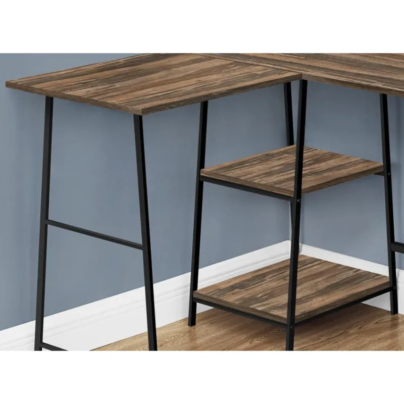 Monarch Computer desk - l-shaped / corner / 2 open shelves / sawhorse style - 47l x 4 -