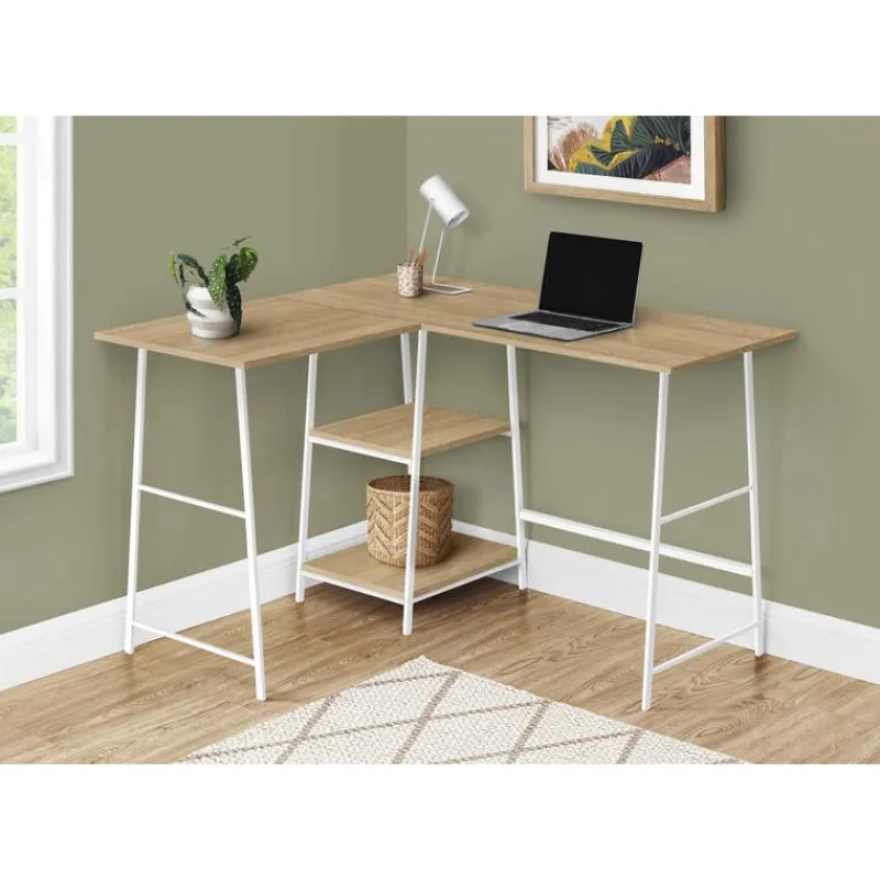 Monarch Computer desk - l-shaped / corner / 2 open shelves / sawhorse style - 47l x 4 -