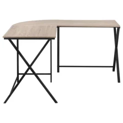 Monarch Computer desk - l-shaped / rounded corner / metal base with x-shaped sides - -