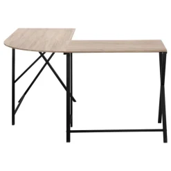Monarch Computer desk - l-shaped / rounded corner / metal base with x-shaped sides - -