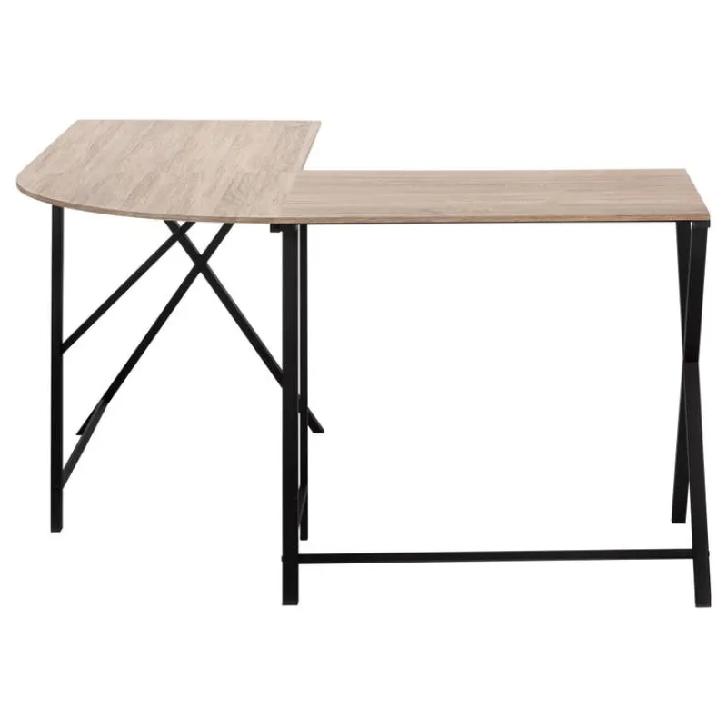 Monarch Computer desk - l-shaped / rounded corner / metal base with x-shaped sides - -
