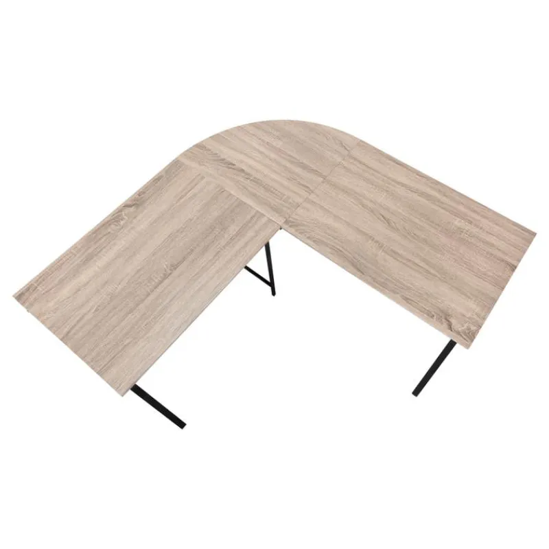 Monarch Computer desk - l-shaped / rounded corner / metal base with x-shaped sides - -