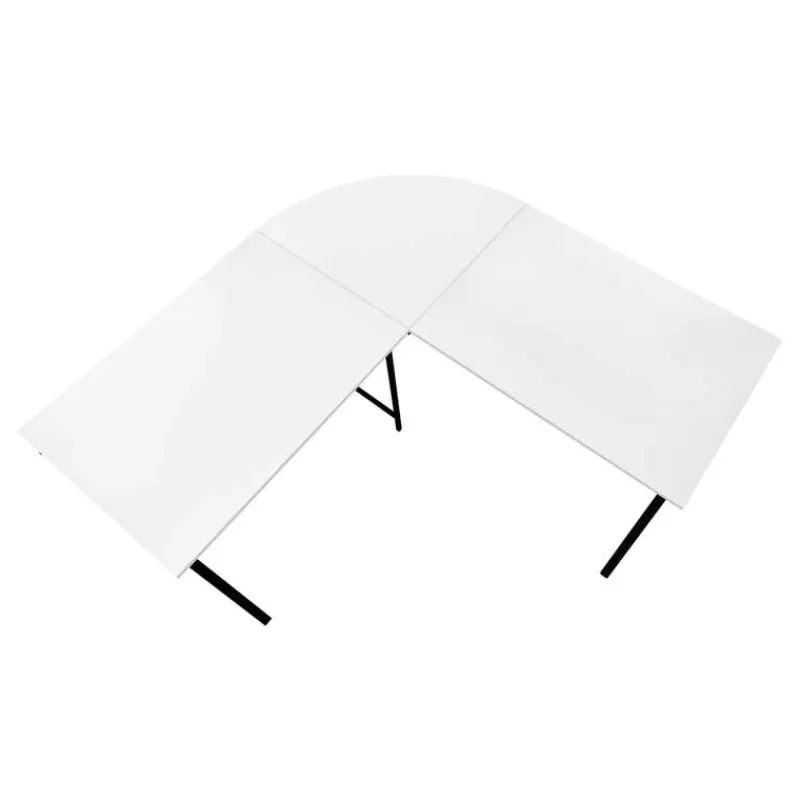 Monarch Computer desk - l-shaped / rounded corner / metal base with x-shaped sides - -