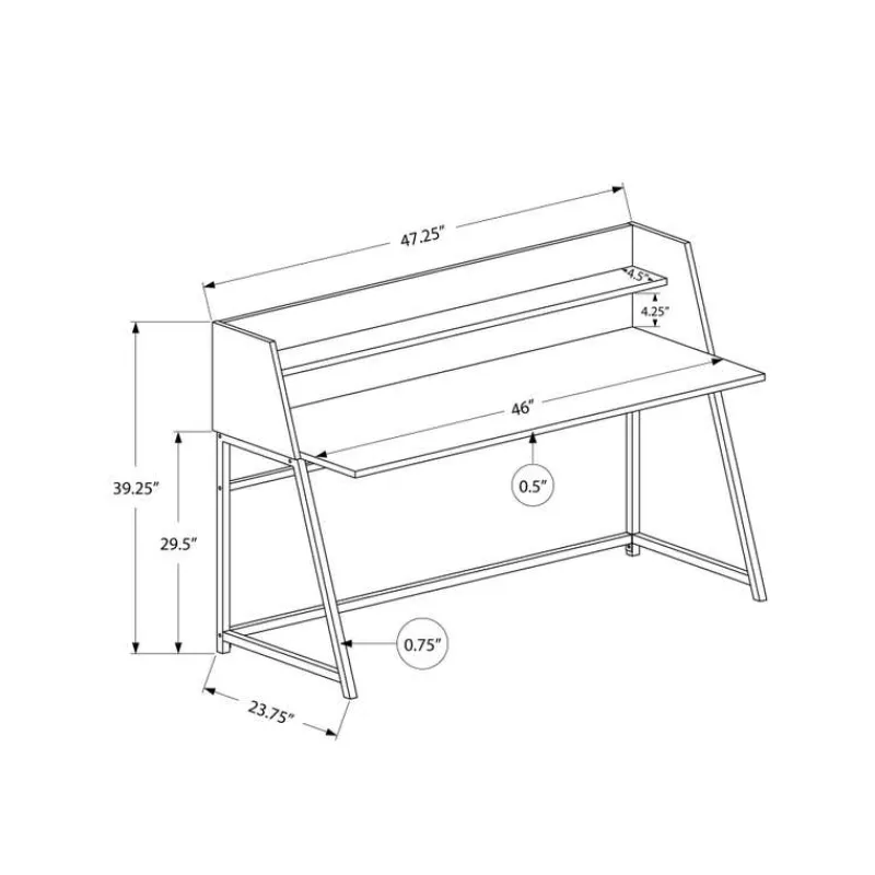 Monarch Computer desk - small hutch / 1 shelf / trapezoid-shaped legs - 48"l - natura -