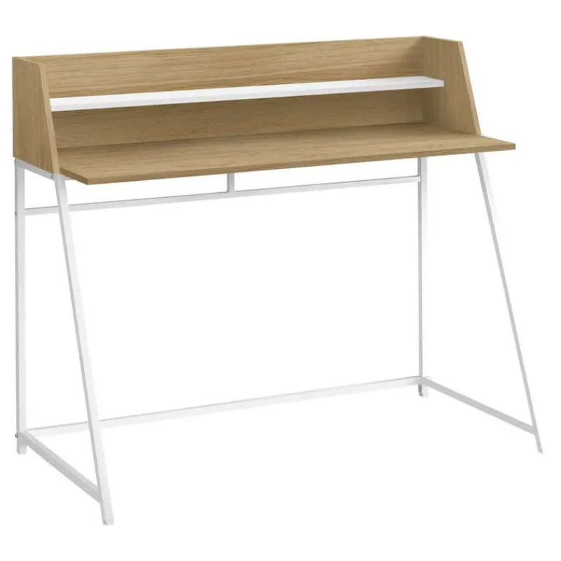 Monarch Computer desk - small hutch / 1 shelf / trapezoid-shaped legs - 48"l - natura -