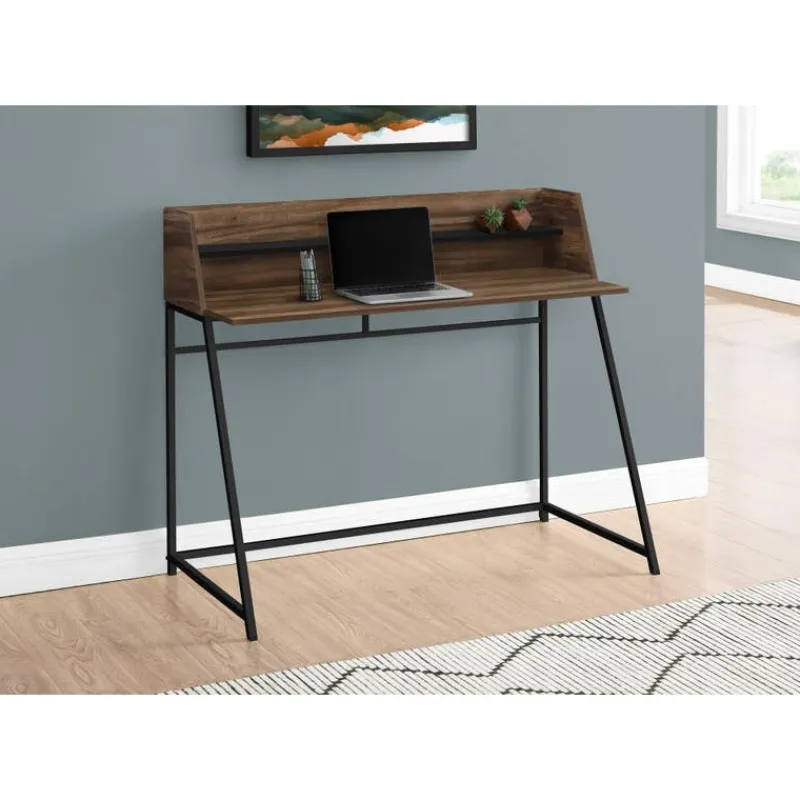 Monarch Computer desk - small hutch / 1 shelf / trapezoid-shaped legs - 48"l - -