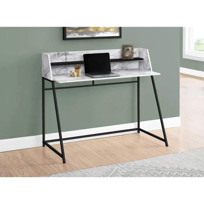 Monarch Computer desk - small hutch / 1 shelf / trapezoid-shaped legs - 48"l - -