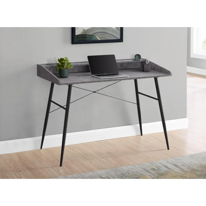 Monarch Computer desk - small hutch / 2 storage cubbies / 1 shelf - 48"l - stone -