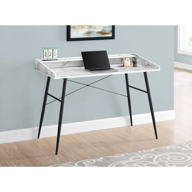 Monarch Computer desk - small hutch / 2 storage cubbies / 1 shelf - 48"l - marb -