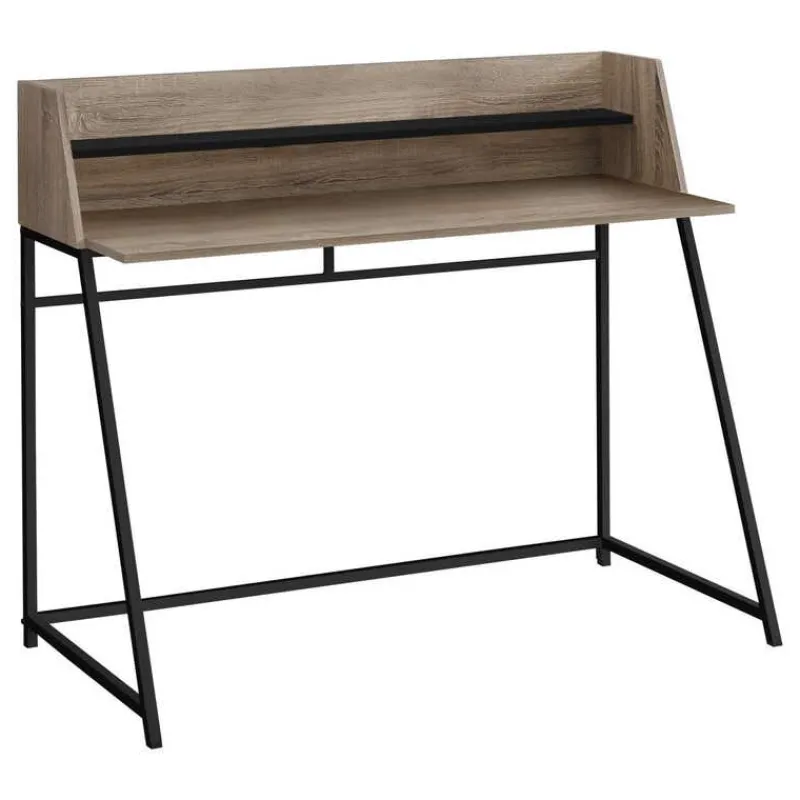 Monarch Computer desk - small hutch / 1 shelf / trapezoid-shaped legs - 48"l - dark t -