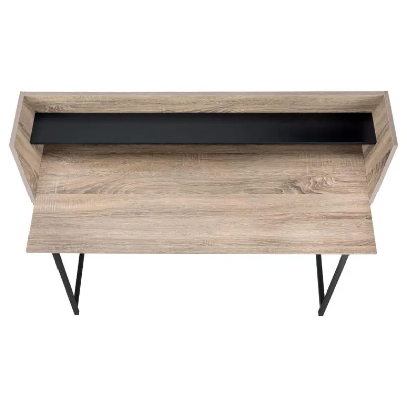 Monarch Computer desk - small hutch / 1 shelf / trapezoid-shaped legs - 48"l - dark t -