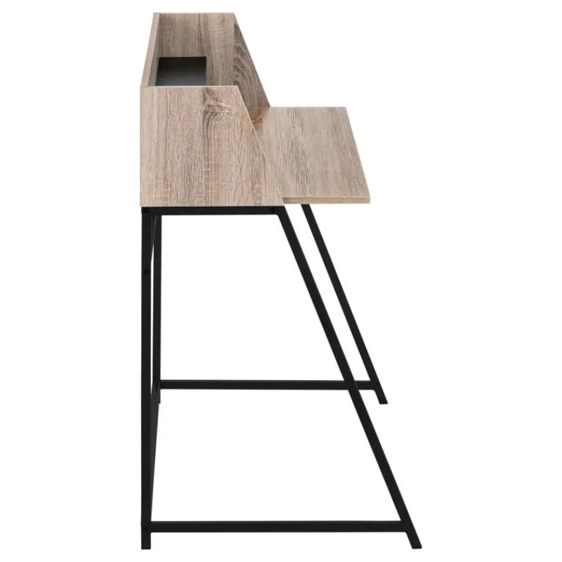 Monarch Computer desk - small hutch / 1 shelf / trapezoid-shaped legs - 48"l - dark t -