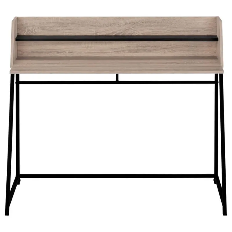 Monarch Computer desk - small hutch / 1 shelf / trapezoid-shaped legs - 48"l - dark t -