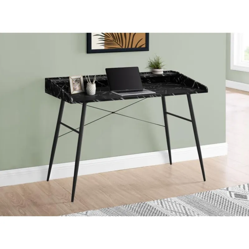 Monarch Computer desk - small hutch / 2 storage cubbies / 1 shelf - 48"l - marb -