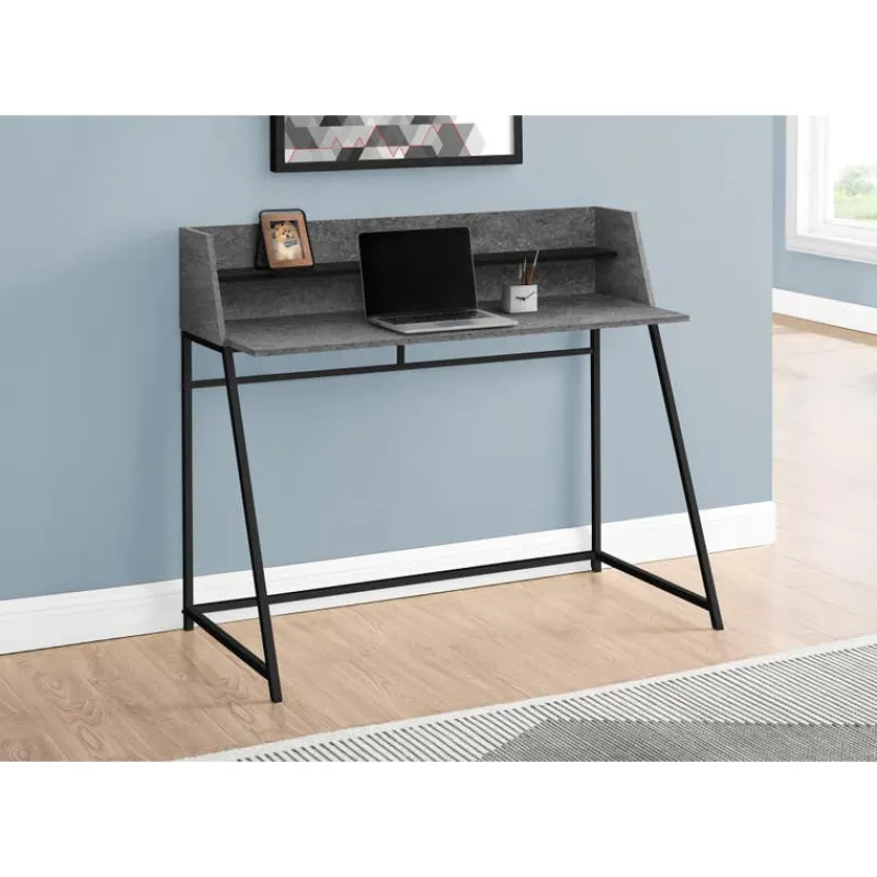 Monarch Computer desk - small hutch / 1 shelf / trapezoid-shaped legs - 48"l - s -