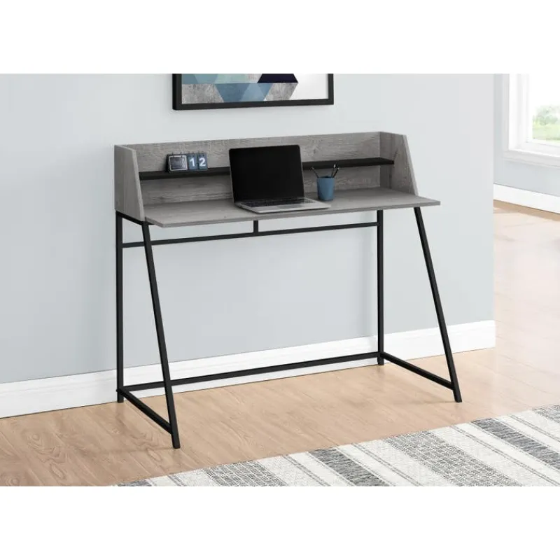 Monarch Computer desk - small hutch / 1 shelf / trapezoid-shaped legs - 48"l - w -