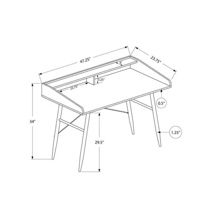 Monarch Computer desk - small hutch / 2 storage cubbies / 1 shelf - 48"l - / wh -