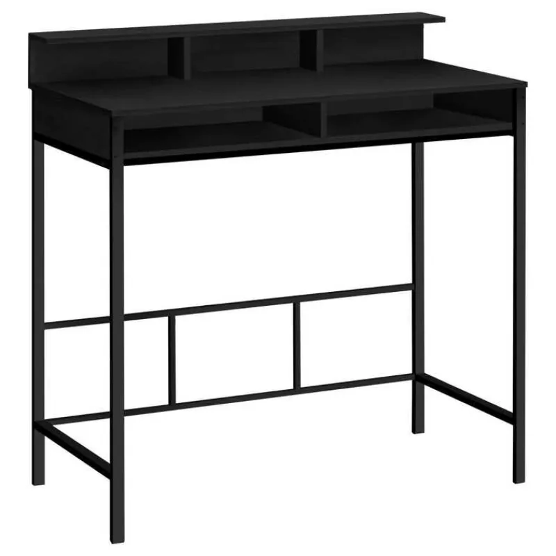 Monarch Computer desk - standing height / hutch / 2 open shelves - 48"l - / bla -