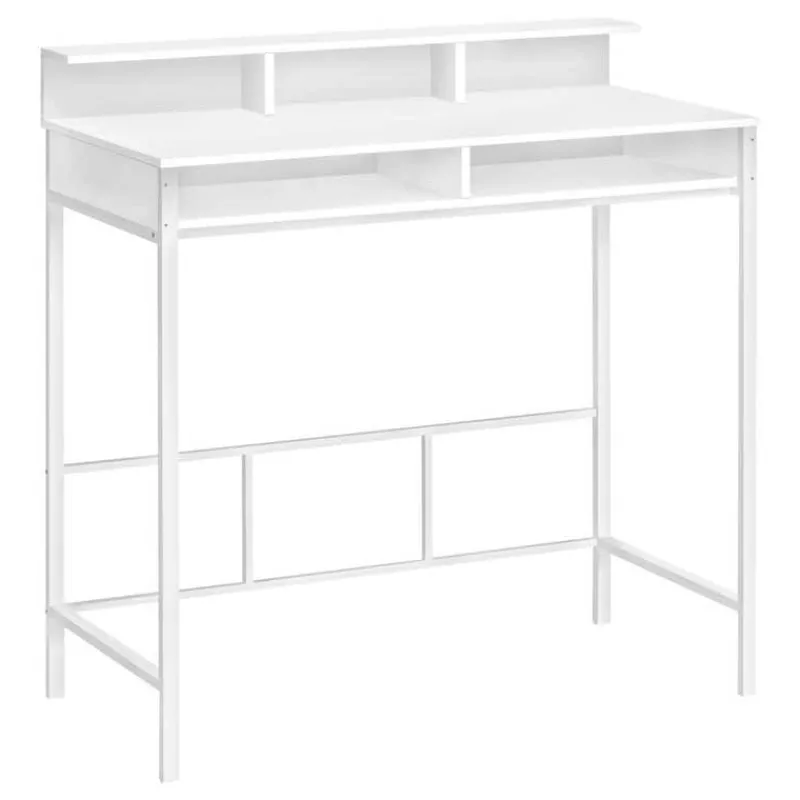 Monarch Computer desk - standing height / hutch / 2 open shelves - 48"l - / whi -