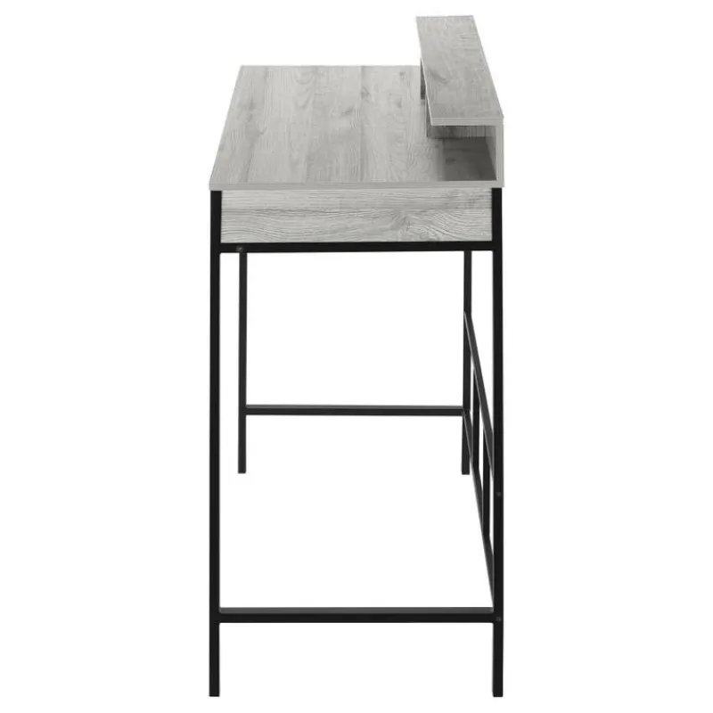 Monarch Computer desk - standing height / hutch / 2 open shelves - 48"l - / blac -
