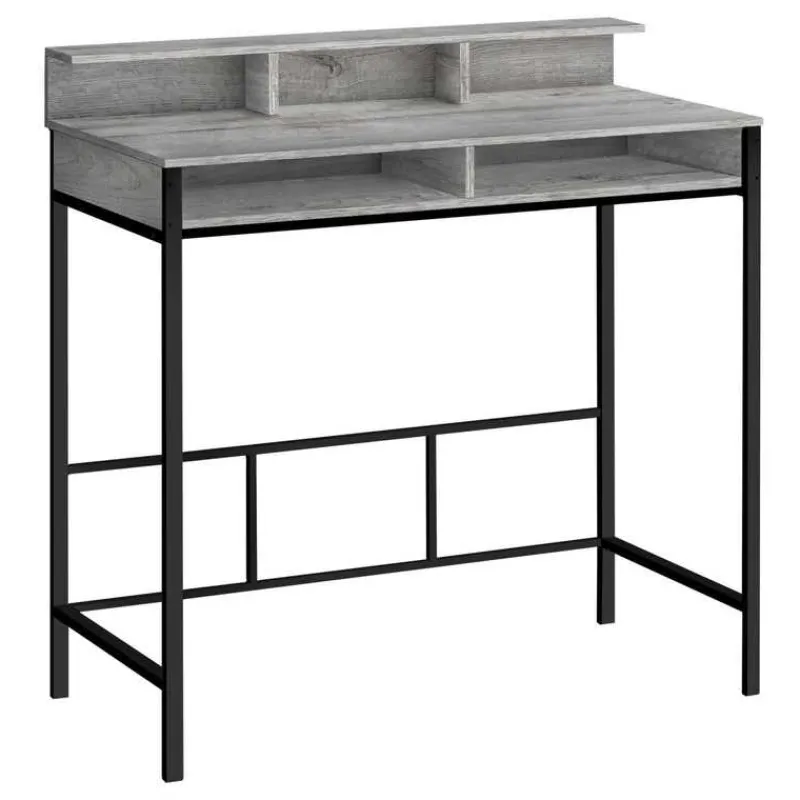 Monarch Computer desk - standing height / hutch / 2 open shelves - 48"l - / blac -
