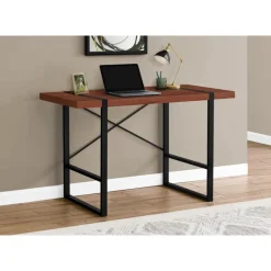 Monarch Computer desk - thick-panel desktop / inset metal legs - 48"l - wood-l -